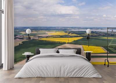 aerial view of the  harvest fields Wall mural