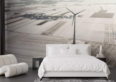 aerial view of wind turbine on a field Wall mural