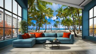 Tropical beach in Caribbean sea, Saona island, Dominican Republic Wall mural