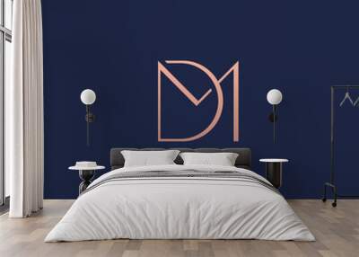  DM monogram fashion logo with gold gradient color and feminine accent.. Wall mural