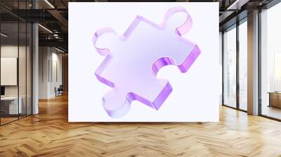 glass puzzle icon with colorful gradient. 3d rendering illustration for graphic design, presentation or background Wall mural