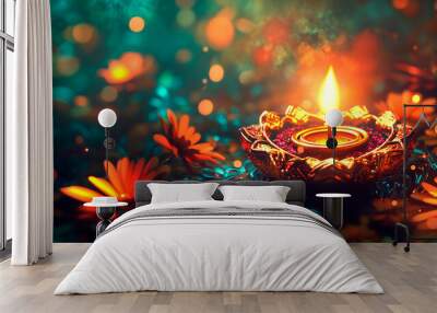 Festive card for Diwali celebration Wall mural