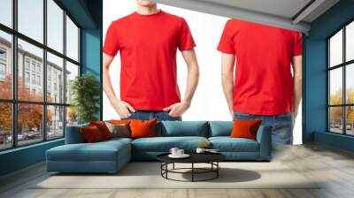 red t shirt on a white background isolated for design Wall mural