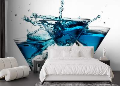 Three blue cocktails splash Wall mural