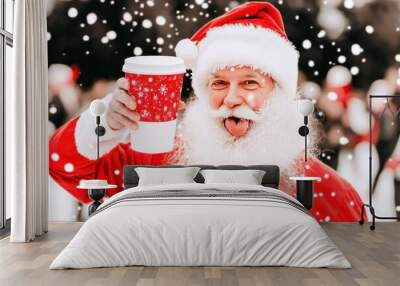 santa claus with christmas gifts Wall mural