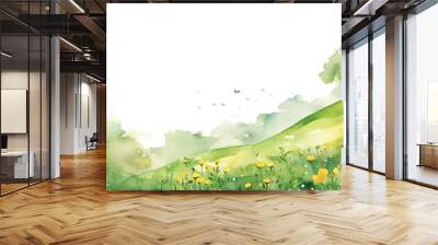 watercolor St.patricks green hills sunny  Wall mural