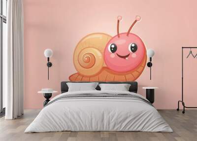 Cute snail funny cartoon illustration Wall mural