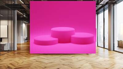 3D Rendering concept of winner. Winner podium 1st 2nd 3rd on pink background. 3D Render. 3D illustration. Minimal design template. Wall mural