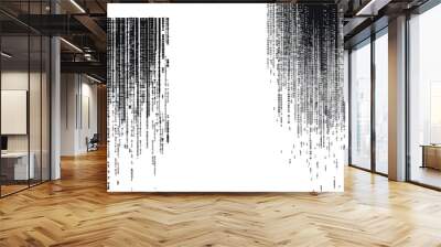  Computer matrix data falling numbers, coding typography and codes stream gray Wall mural