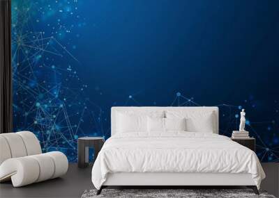 A blue background 3D rendering of an abstract digital network connection Wall mural