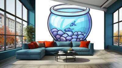 A cartoon fishbowl icon isolated on a white background. Wall mural