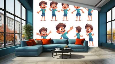 A collection of funny and cute little boys with varying expressions Wall mural