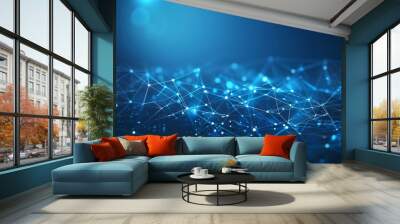 A futuristic abstract circuit connection background in blue abstract technology modern style, a virtual reality communication network in cyberspace, or a virtual reality communication network in Wall mural