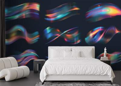 A modern 3D chameleon Y2K aura shape gradient texture background. A pastel fluid paint colorful blurry dynamic brush stroke glow background. Wall mural