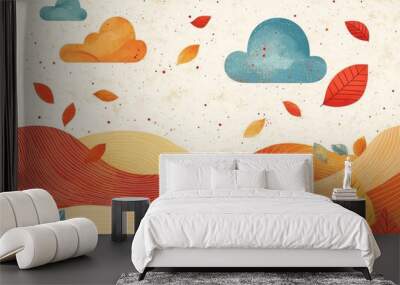 A natural autumn landscape background with a modern design illustration Wall mural