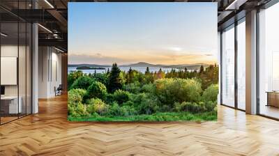 A Panoramic View of the Landscape View of Rangeley Maine in the Center of the Rangeley Lakes Region Wall mural