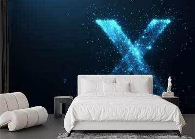 A starry sky or space with a cross X formed by points, lines, and shapes in the form of planets, stars and the universe. Conceptual illustration of a modern business plan. Wall mural