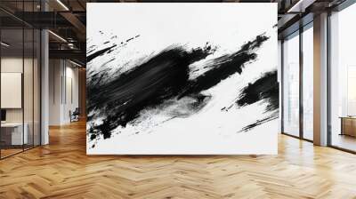 A white background is surrounded by black oil brush strokes Wall mural