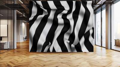 Abstract background with stripes on black and white silk Wall mural