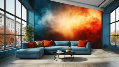 Abstract grungy stripes background in red and blue. A modern banner style in contrast with the background. Wall mural