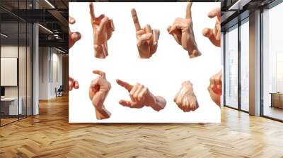 An easy concept hand gesture, idea, magic and pop sound. In this 3D rendering illustration, a set of fingers poses in flicking motion isolated on white background. Wall mural