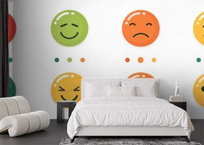 An emotional icon modern set illustrating smileys from happy to sad emotions. Wall mural