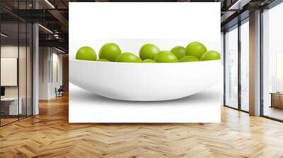 An image of green peas in a white bowl from above and from the side Wall mural