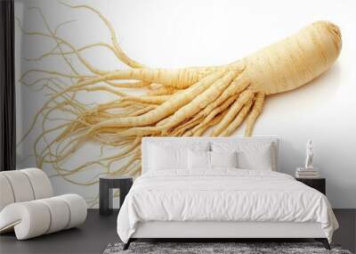 An organic ginseng root isolated on a transparent background, a natural organic healthy plant concept, showcasing an Asian herb and spice concept. Wall mural