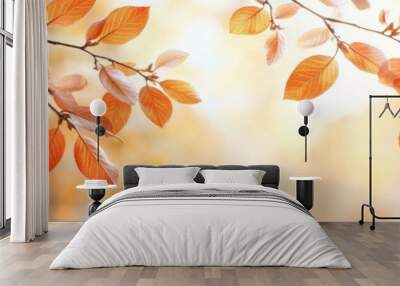 Autumn nature background with tree branch in a banner series Wall mural