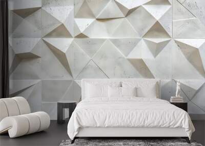 Background banner panorama of white geometric rhombus diamond tiles Wall mural