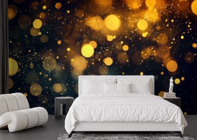 Background of blurred Christmas lights with a holiday party glow and warm flare. Wall mural