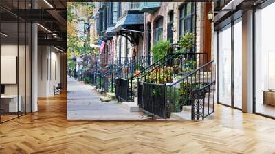 City Life.  Row houses in one of Chicago's many upscale neighborhoods. Wall mural