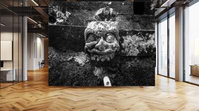 Black and white gargoyle sculpture Bali temple Wall mural