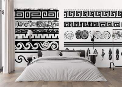 Borders in Greek keys. Traditional meander patterns. Ancient Roman styles. Geometric tileable illustrations. Wall mural