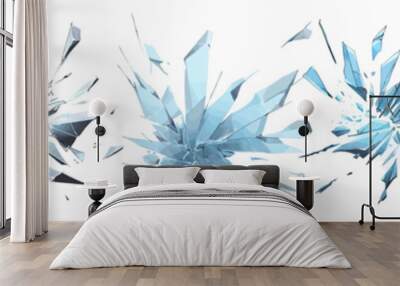 Broken glass vector shatter explosion fragments on white background	
 Wall mural