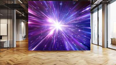 CG hyperspace warp speed light effect background. Modern modern velocity tunnel motion in a galaxy. Futuristic travel in a virtual world illustration. Neon highway fast move radial illustration. Wall mural