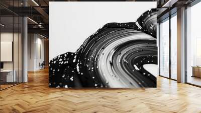 Clipping path of black grunge watercolor brushstrokes isolated on white Wall mural