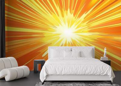 Color gradient background superhero. Cartoon gradient background superhero. Sunrays burst. Radiate sun beam and burst effect. Sunbeam light flash boom. Modern illustration. Wall mural