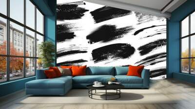 Creative collection of paint texture, brushstrokes, and paintbrushes with grunge splashes. Dirty artistic box with ink brush strokes and grunge ink lines. Dirty elements for text boxes. Modern Wall mural