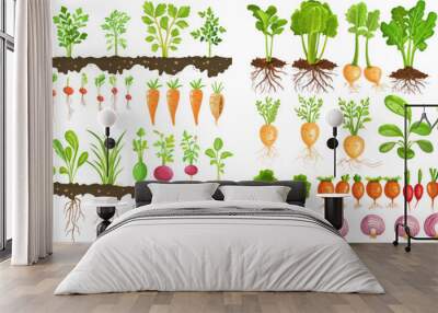 Fresh organic healthy food growing, farming Wall mural