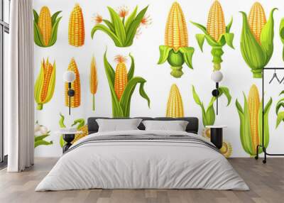 Golden maize harvest, popcorn corny grains and sweet corn Wall mural