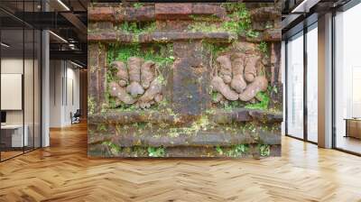 Hoi An, Vietnam - 6 Feb, 2024: Stone carvings at the ancient My Son Hindu temple, Champa kingdom, Vietnam Wall mural