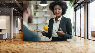 International colleagues argue on business matters at work Wall mural