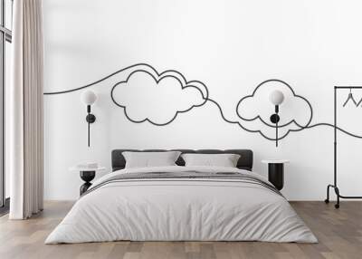 illustration of cloud and sun weather continous one line art Wall mural