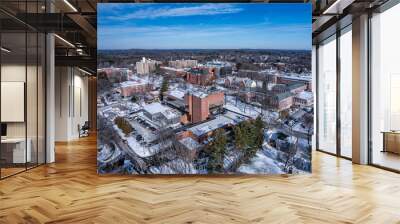 Aerial view of Framingham State University in winter  Wall mural