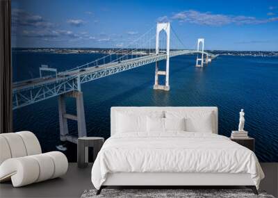 Aerial view of the Newport Bridge, Rhode Island in summer Wall mural