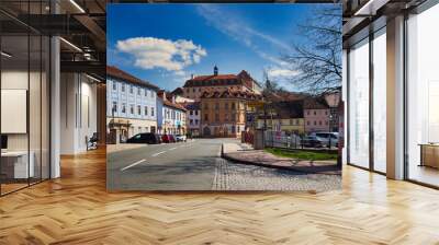 Blick auf die Brücke über die Roda, Straße des Friedens, Stadtroda, Thüringen, Deutschland Wall mural