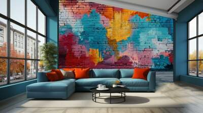 Mockup advertisement poster for painted graffiti covered brick wall Wall mural