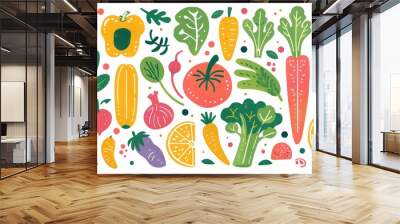 Modern illustration of vegetarian life in flat design style. Wall mural