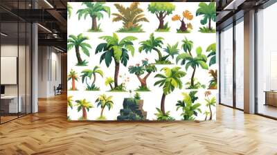 Modern illustrations of palm trees on a white background Wall mural